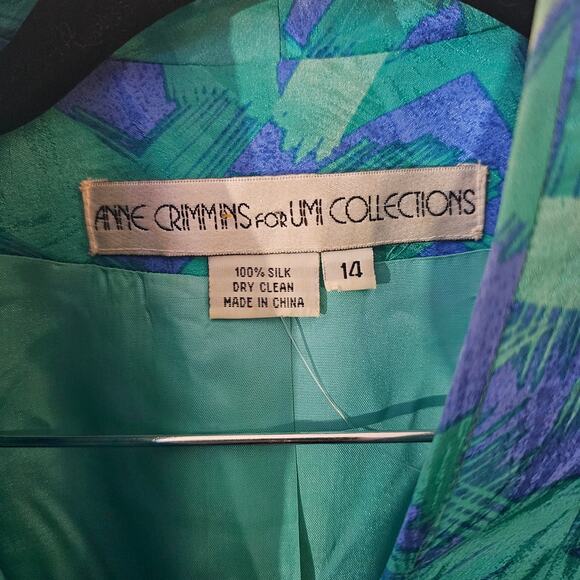 90s VTG Anne Crimmins Umi Collections Silk Blazer Sz Golden Girls Church Grandma - Picture 5 of 7